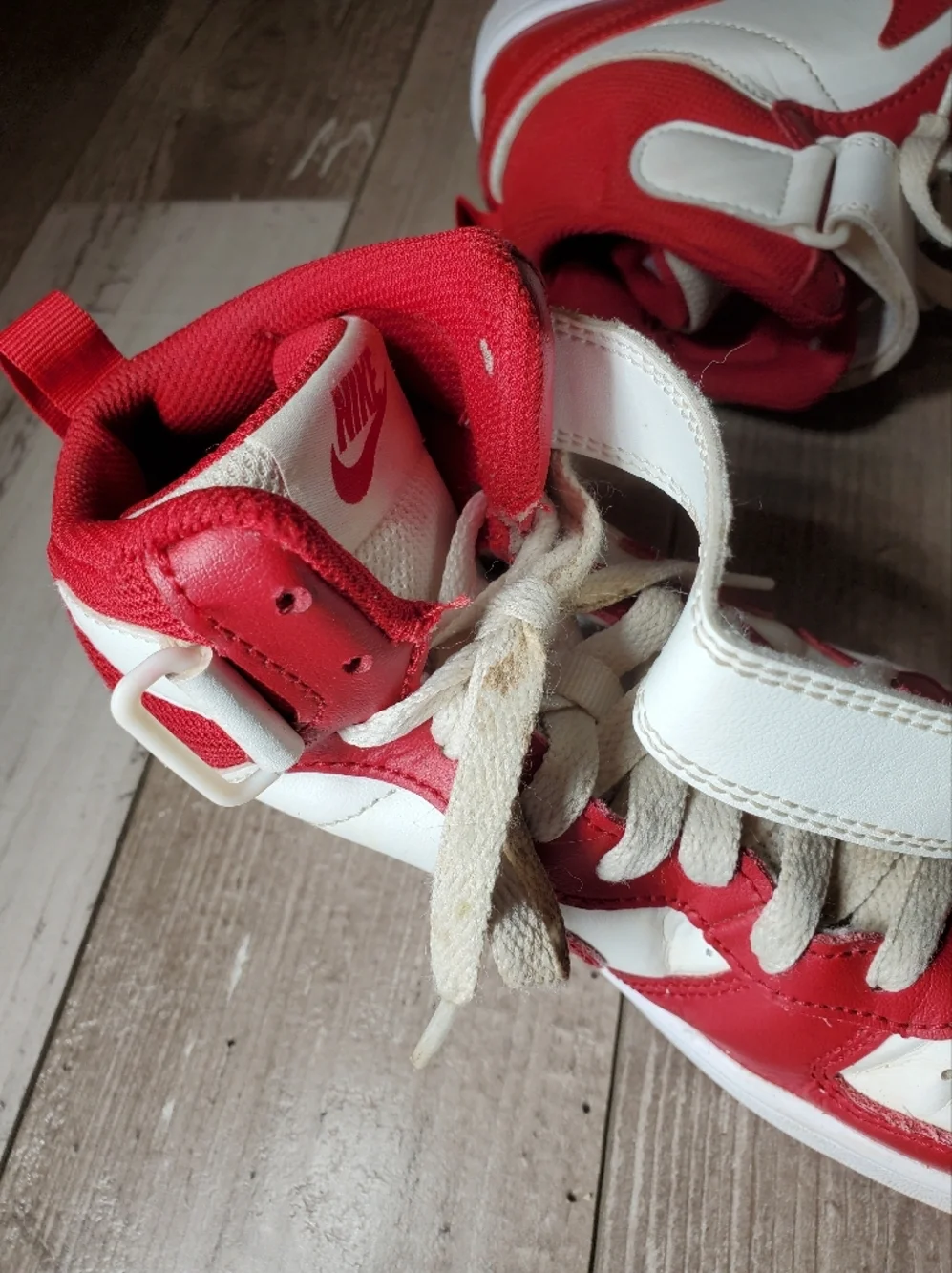 Nike Kids' Court Borough Mid 2 Red and White High-Top Sneakers Size 5Y Boy